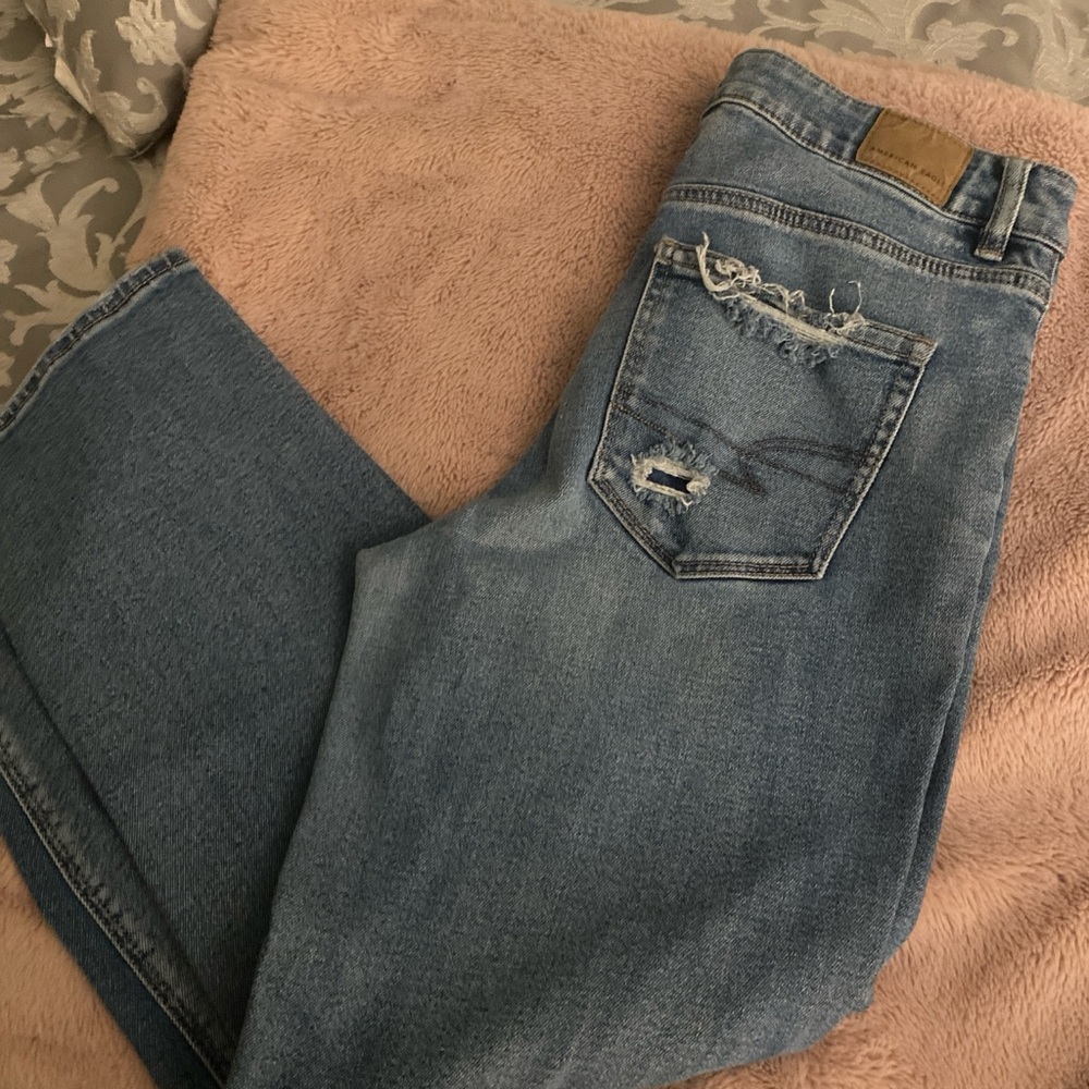 American Eagle Outfitters Women's Blue Straight Leg Jeans
